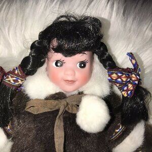 Collectible Princess Cruises Princess Doll Alaskan Friends wearing Brown parka